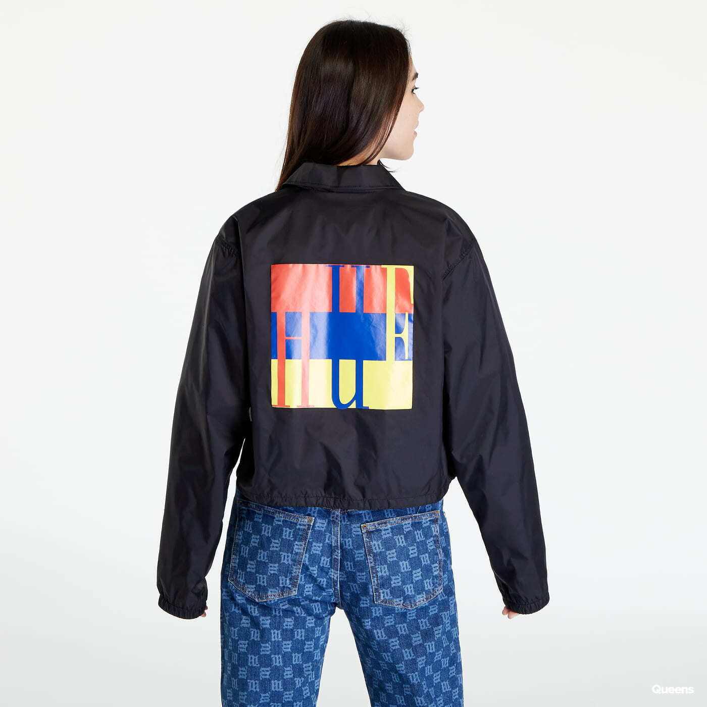 Windbreakers HUF Womens Block Crop Coach Jacket Black