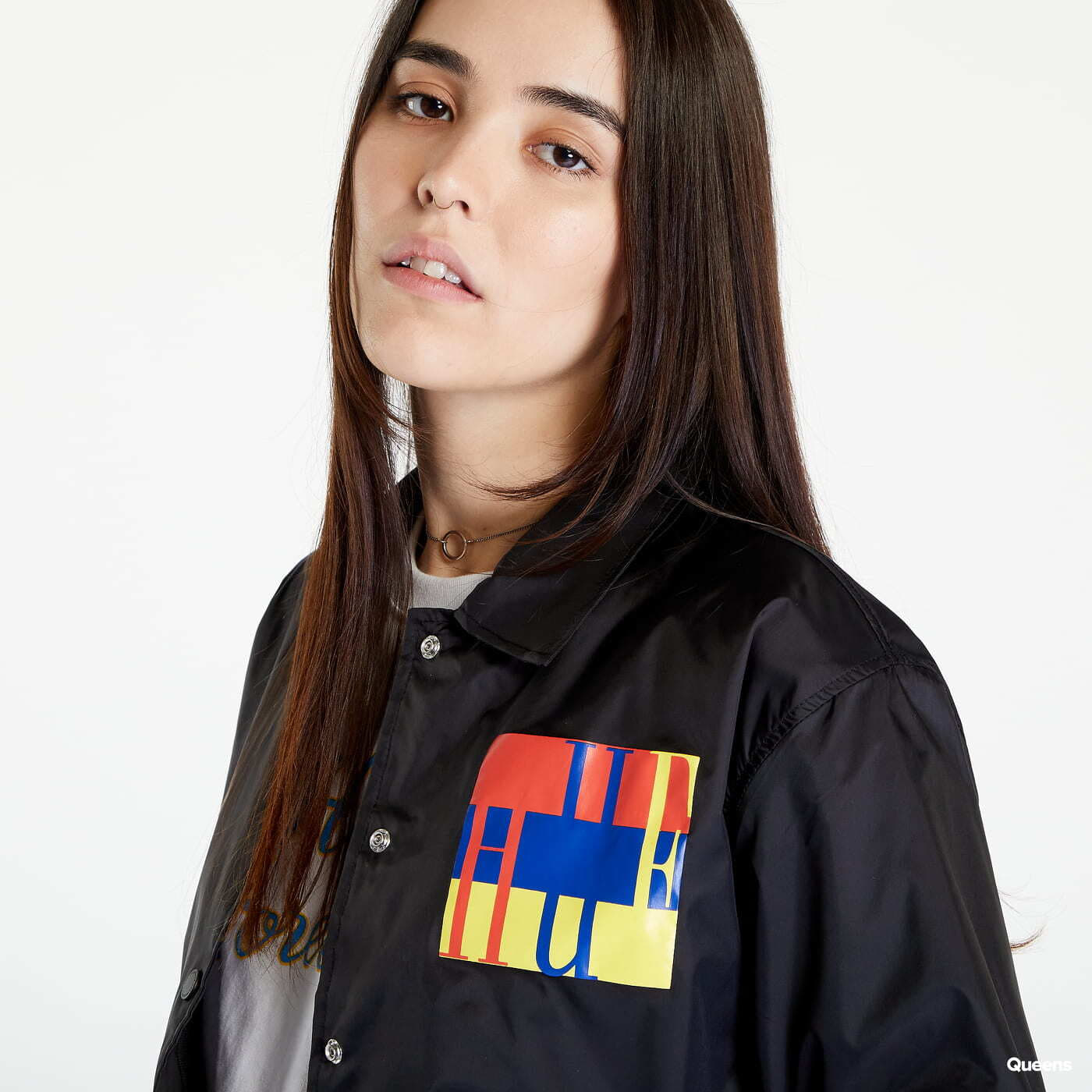 Windbreakers HUF Womens Block Crop Coach Jacket Black