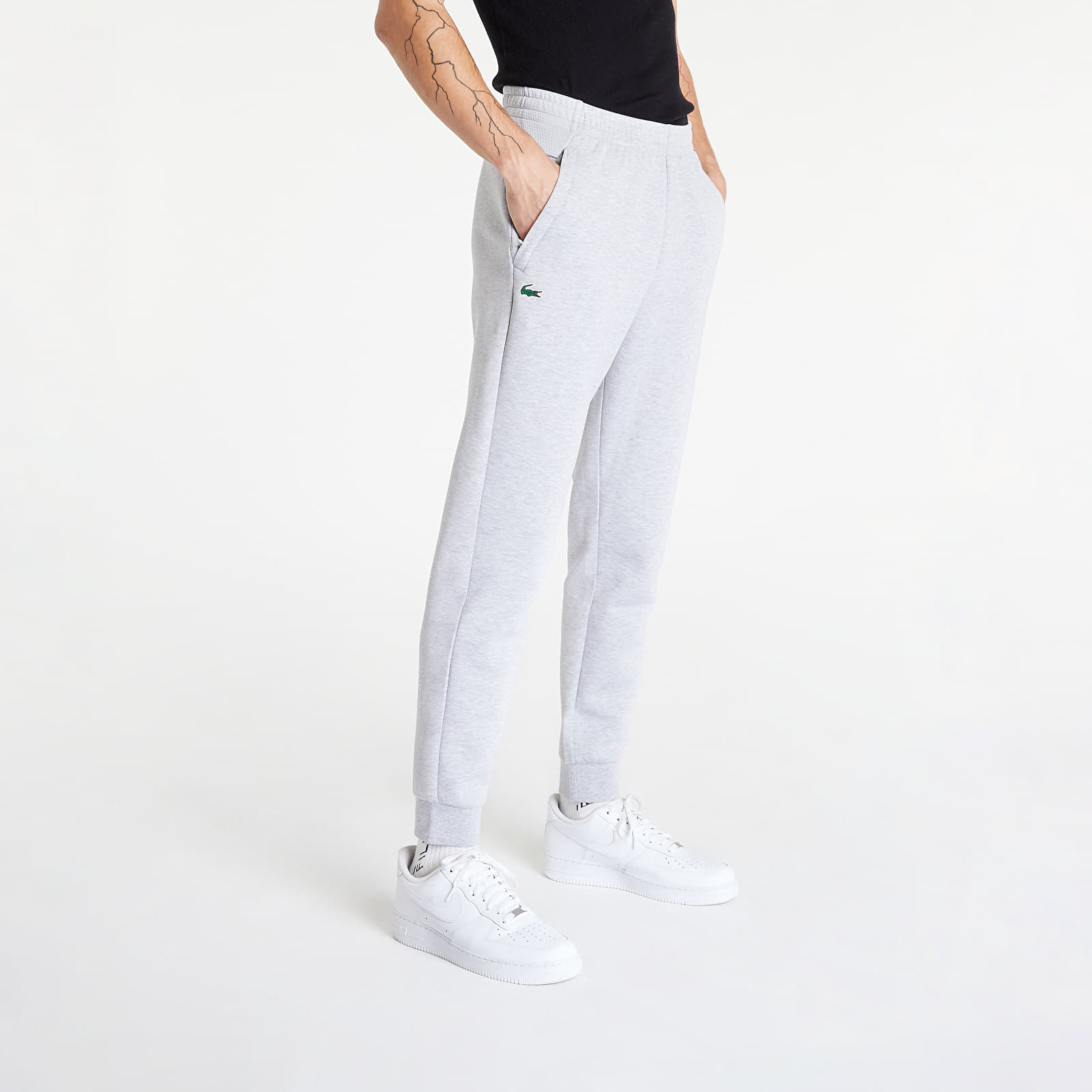 Tepláky LACOSTE Panels Trackpants Silver Chine/ Elephant Gre