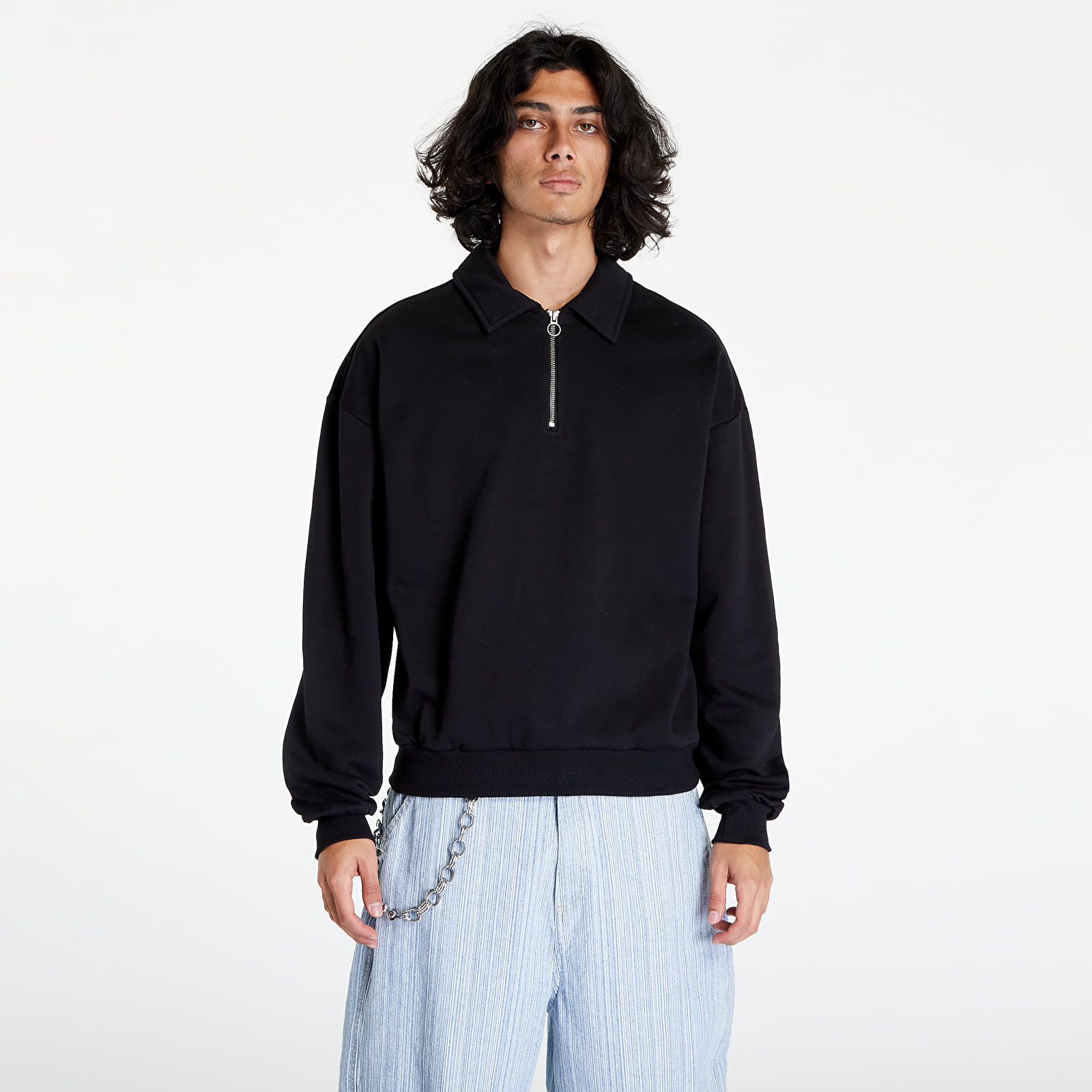 Hupparit ja collegepaidat Urban Classics Shirt Collar Crew Black