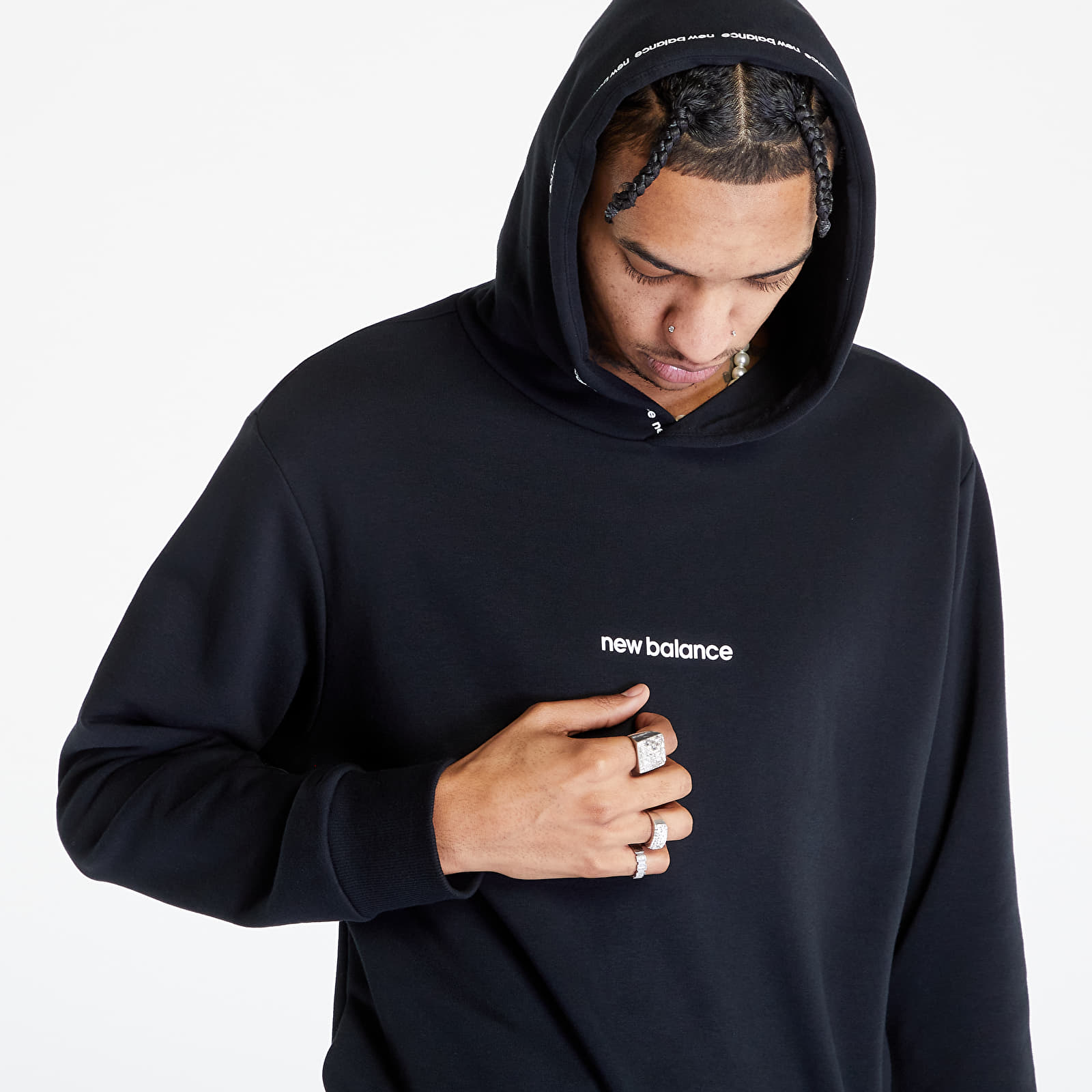 Queens and New Fleece Hoodie sweatshirts Black | Essentials Balance Hoodies