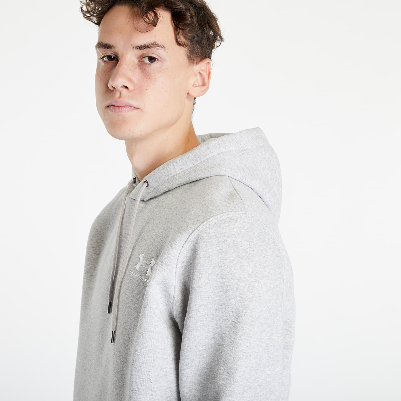 Sudaderas y Jerseys Under Armour Essential Fleece Hoodie Ghost Gray Medium Heather/ White
