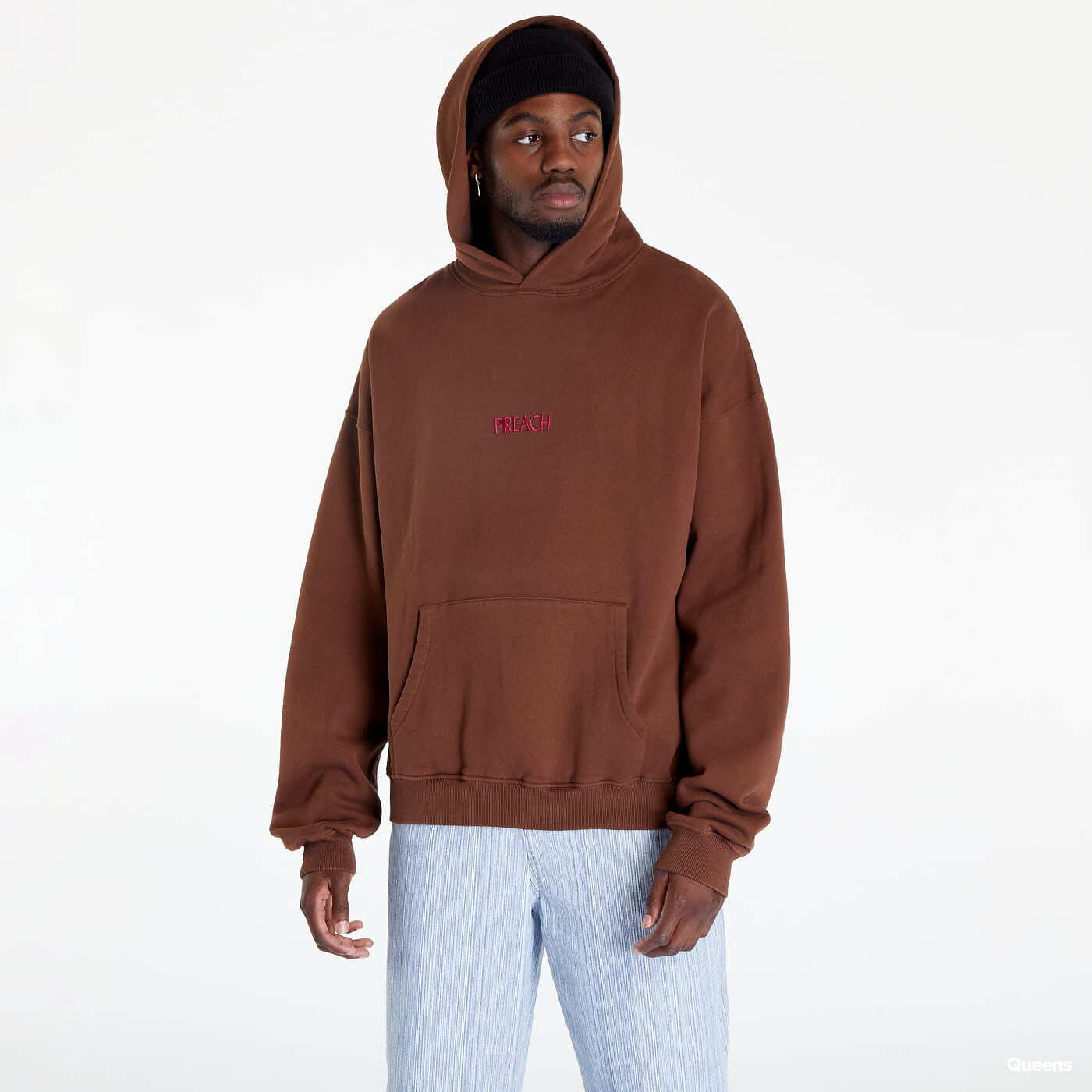 Mikiny PREACH Oversized Smile Patch Hoodie GOTS Brown