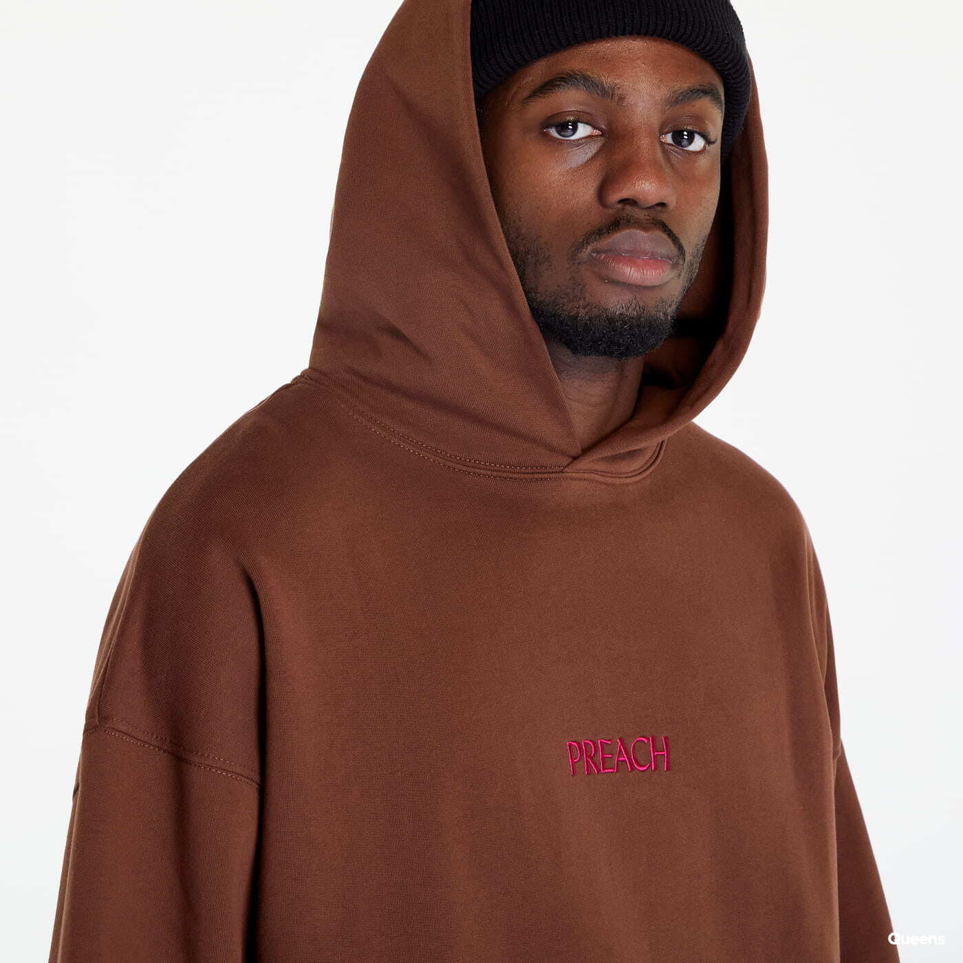 Mikiny PREACH Oversized Smile Patch Hoodie GOTS Brown