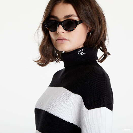 Black cotton roll neck jumper cheap