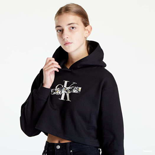 Hoodies and sweatshirts CALVIN KLEIN JEANS Cropped Hoodie Black Queens