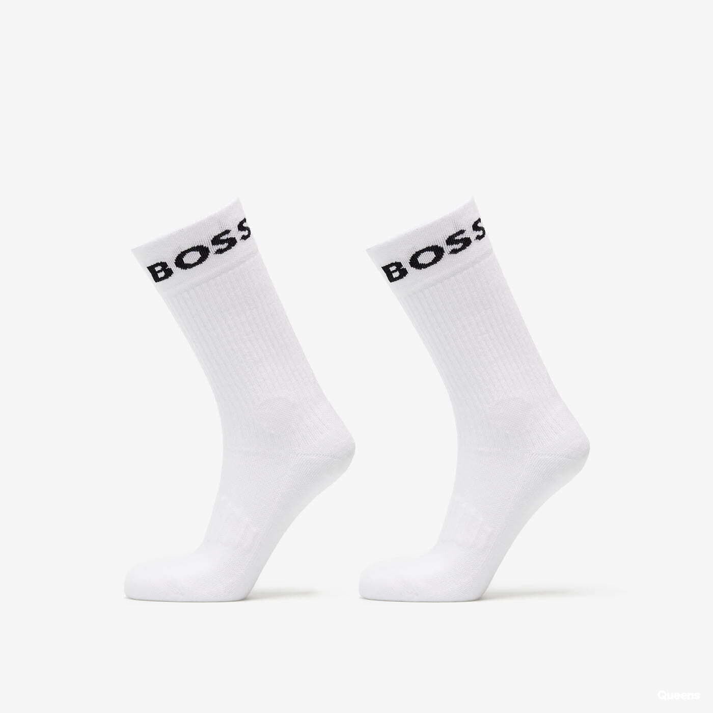Hugo Boss 2-Pack of Quarter-Length Socks in Stretch Fabric White 6-9