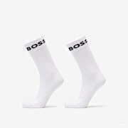 Hugo Boss 2-Pack of Quarter-Length Socks in Stretch Fabric White
