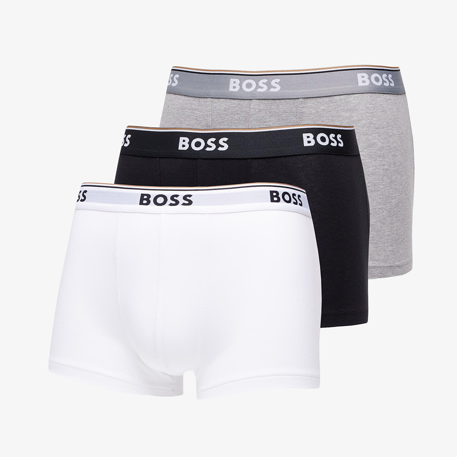 Boxeri Hugo Boss Stretch-Cotton Trunks With Logo Waistbands 3-Pack White/ Grey/ Black