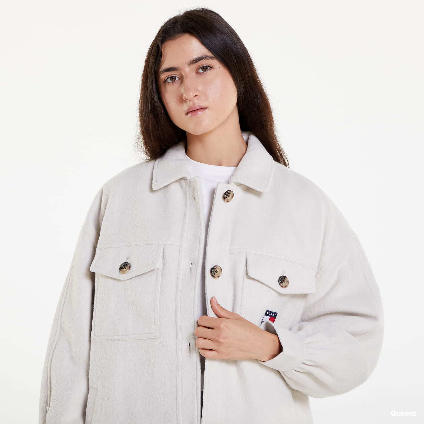 Jackets TOMMY JEANS TJW Puffed Sleeve Shacket Beige