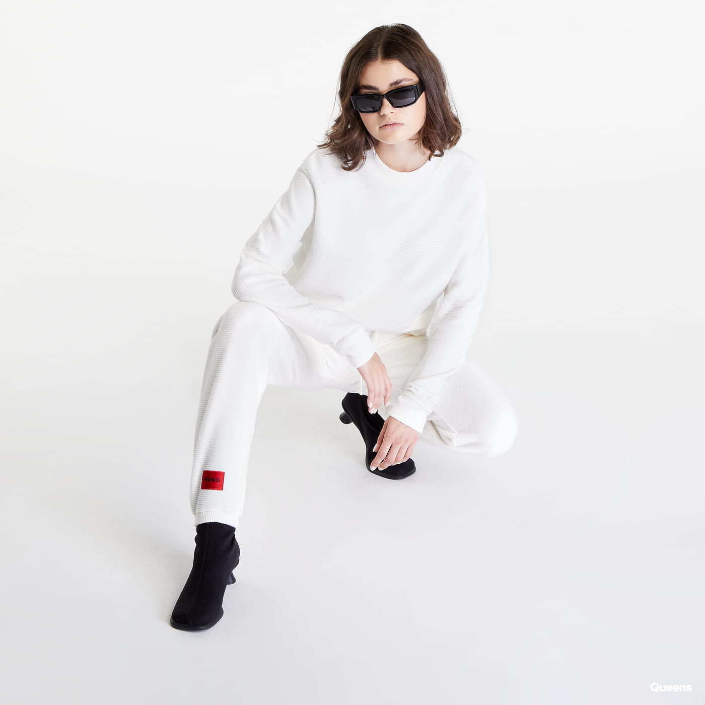 Tepláky Hugo Boss Ribbed Pants Cream