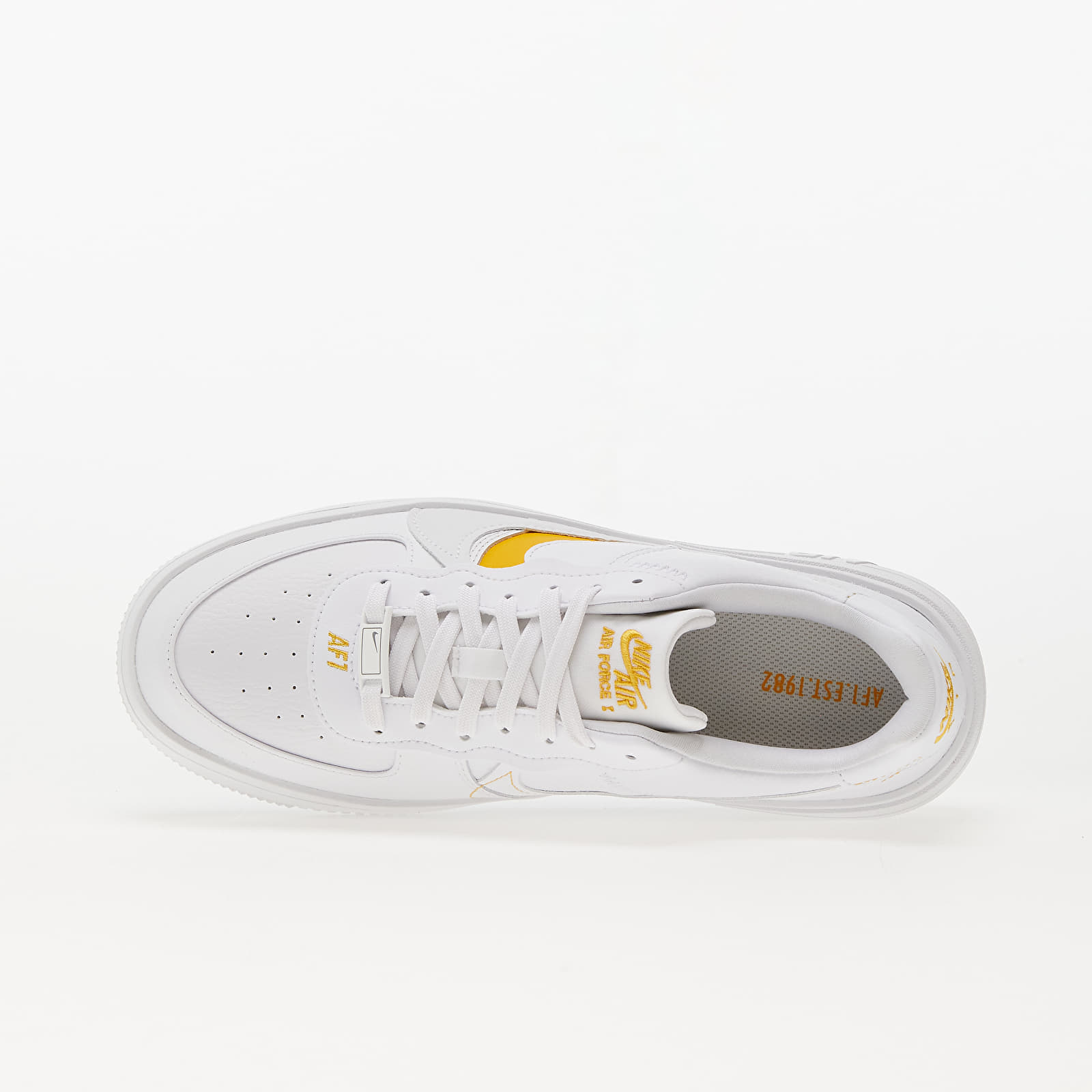Turnschuhe und Schuhe fur Manner Nike Air Force 1 PLT.AF.ORM White Yellow Ochre Summit White White Queens