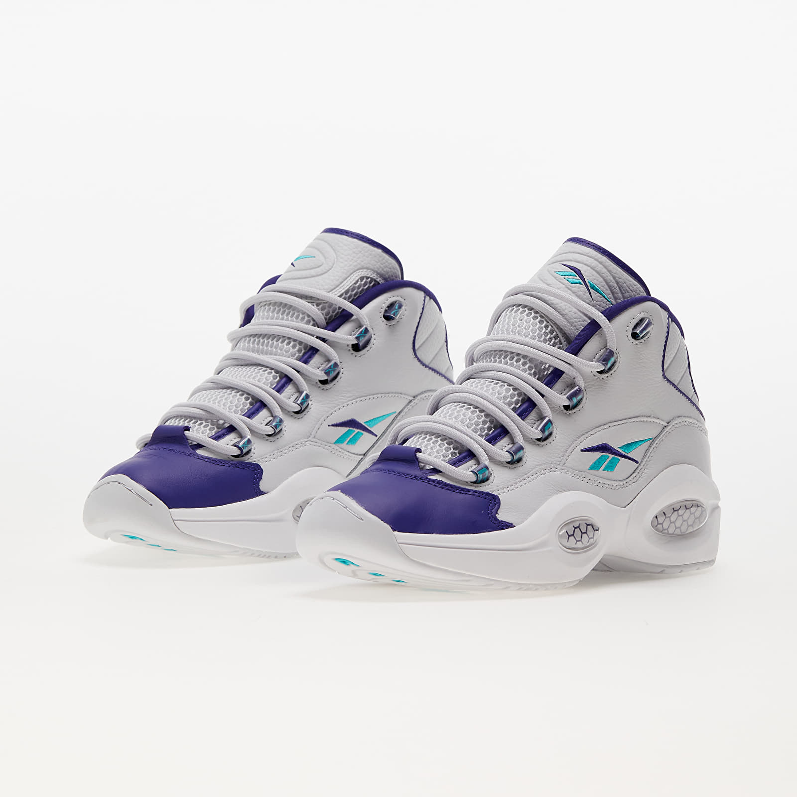 Men's sneakers and shoes Reebok Question Mid Classic Grey 1/ Bold Purple/ Classic Teal