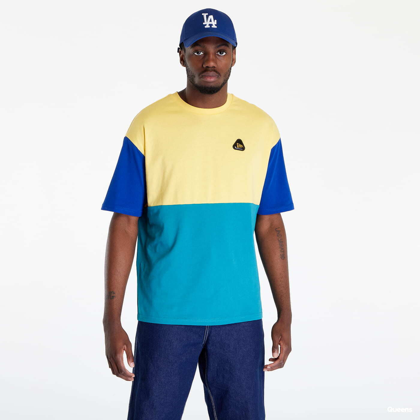 Tricouri  New Era Block Badge Tee Aqua/ Honeycomb