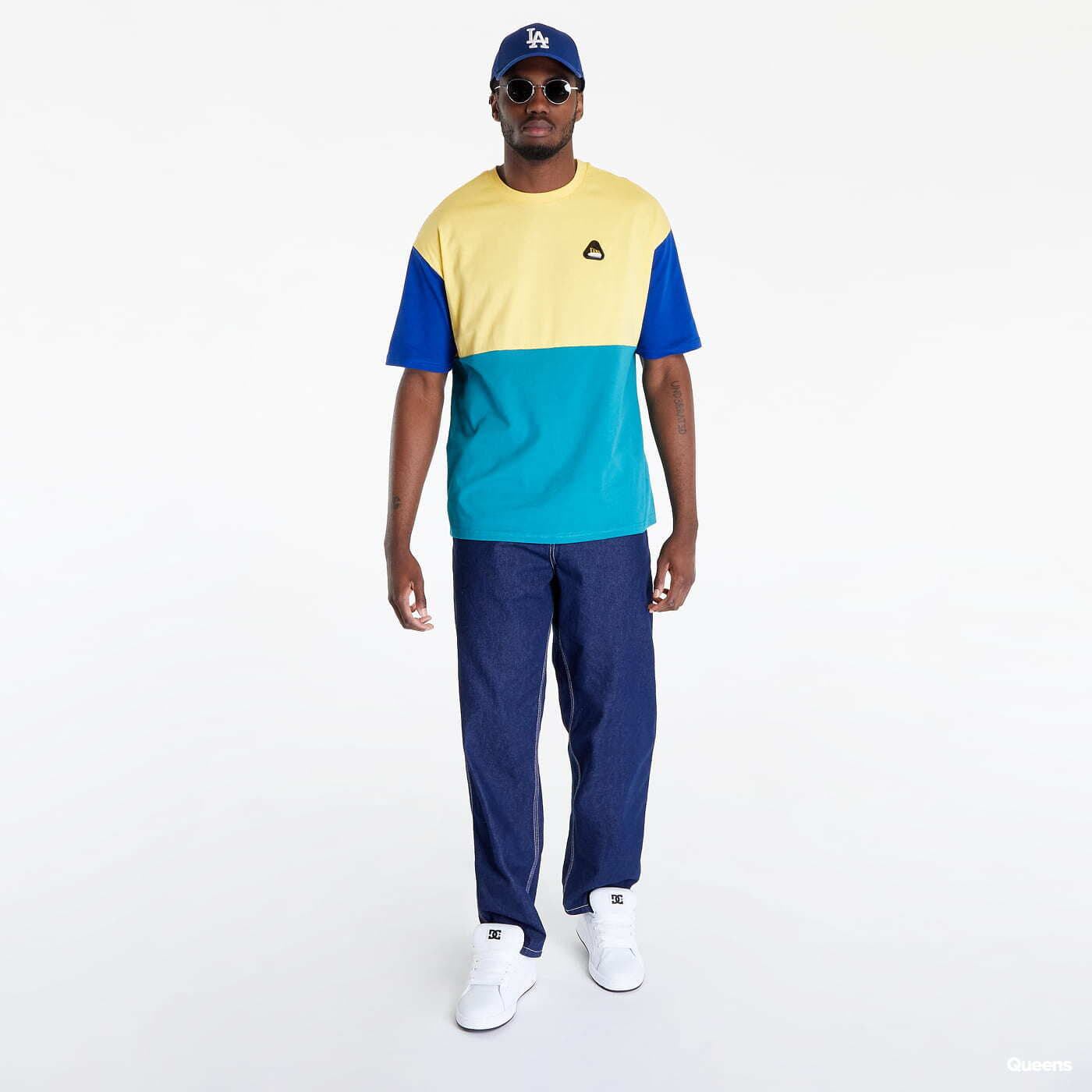Tricouri  New Era Block Badge Tee Aqua/ Honeycomb