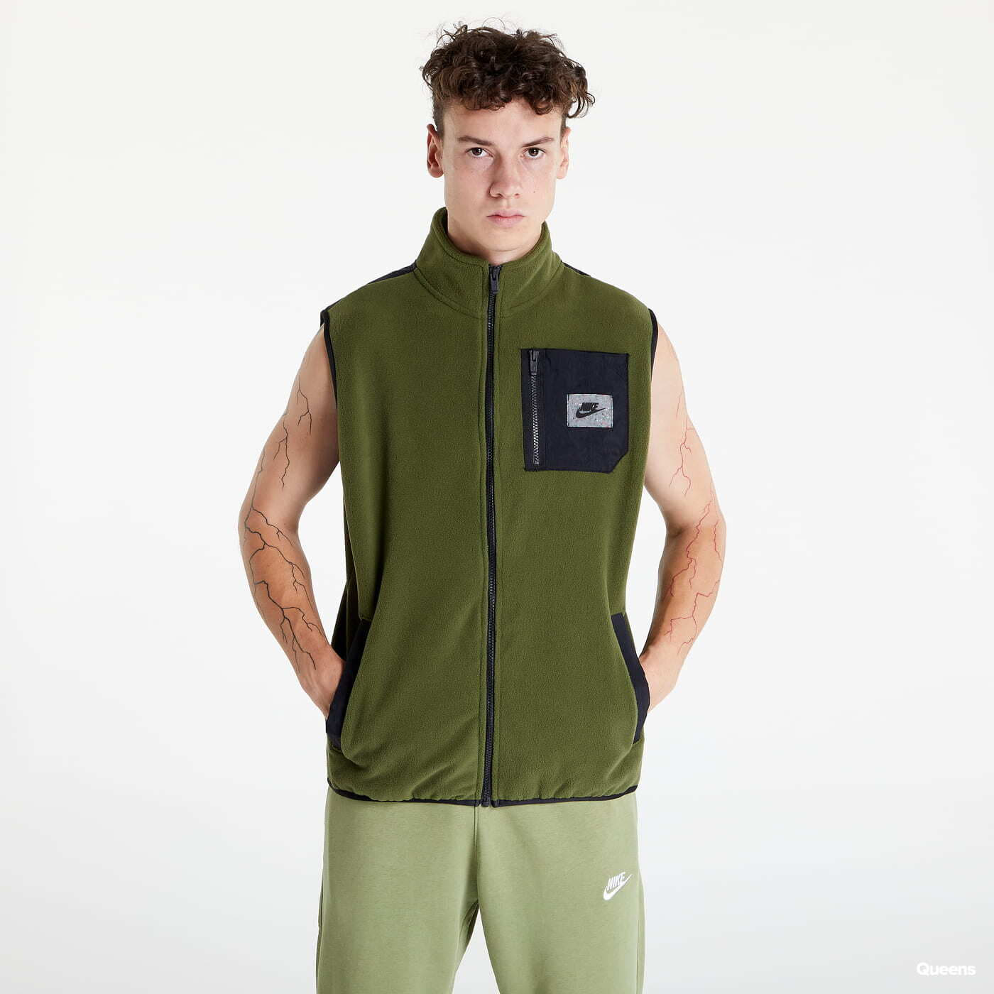 Vesty Nike Sportswear Therma-FIT Sports Utility Fleece Gilet Green