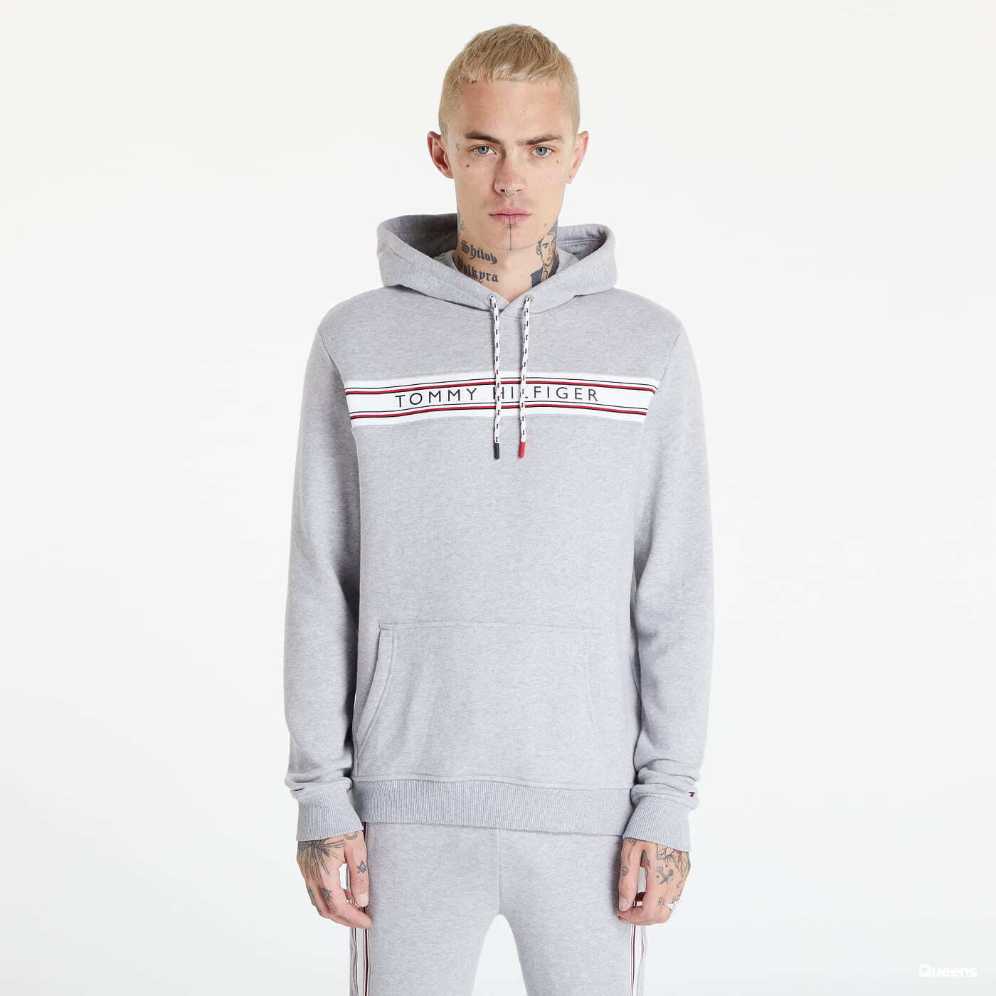 Mikiny Tommy Hilfiger Signature Tape Hoodie Grey