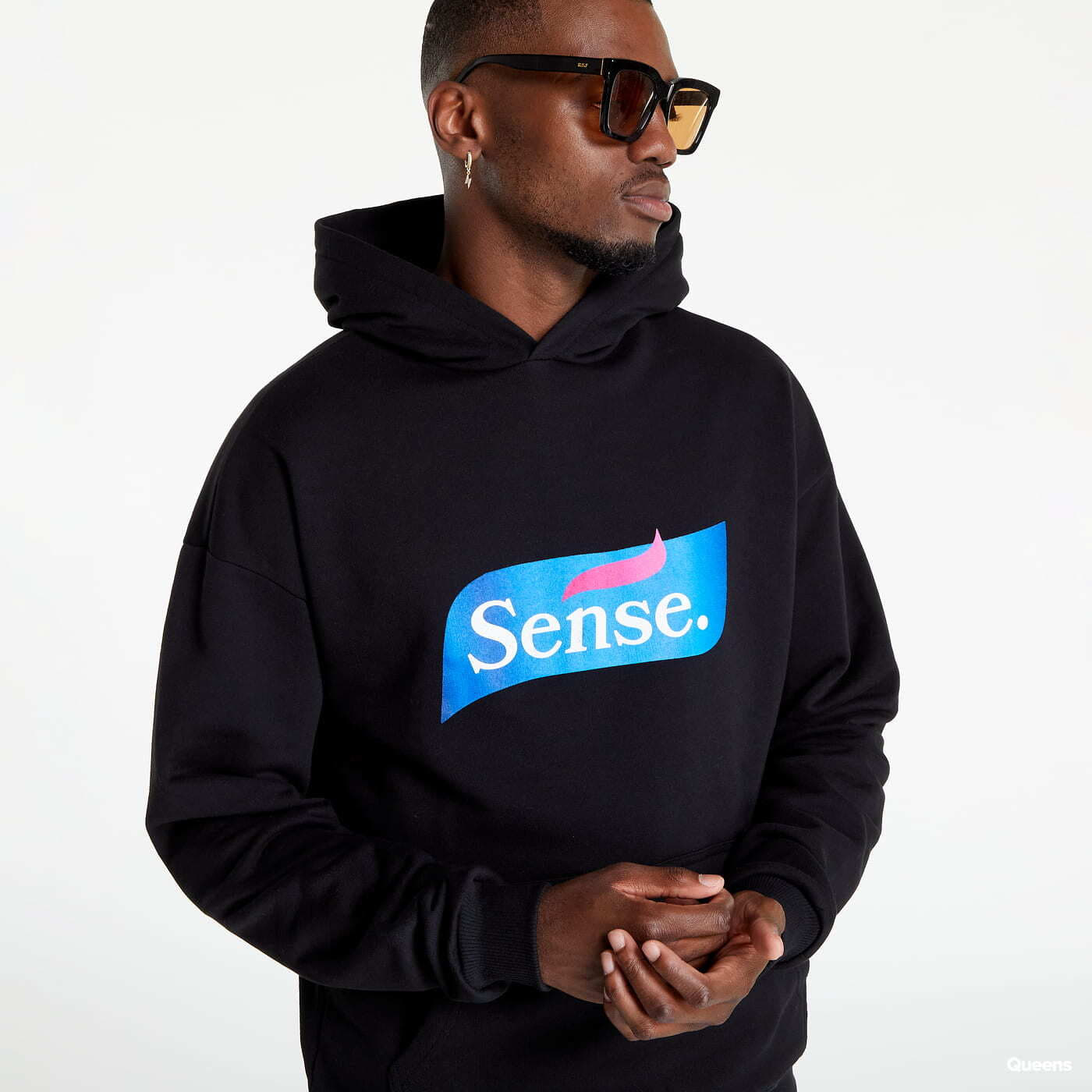 Mikiny 9N1M SENSE. Hoodie Rrain Drops Black