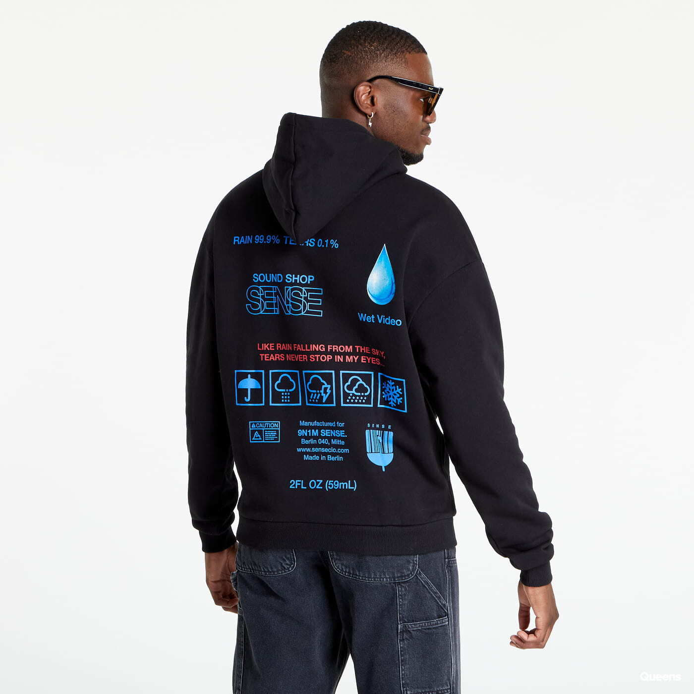 Mikiny 9N1M SENSE. Hoodie Rrain Drops Black