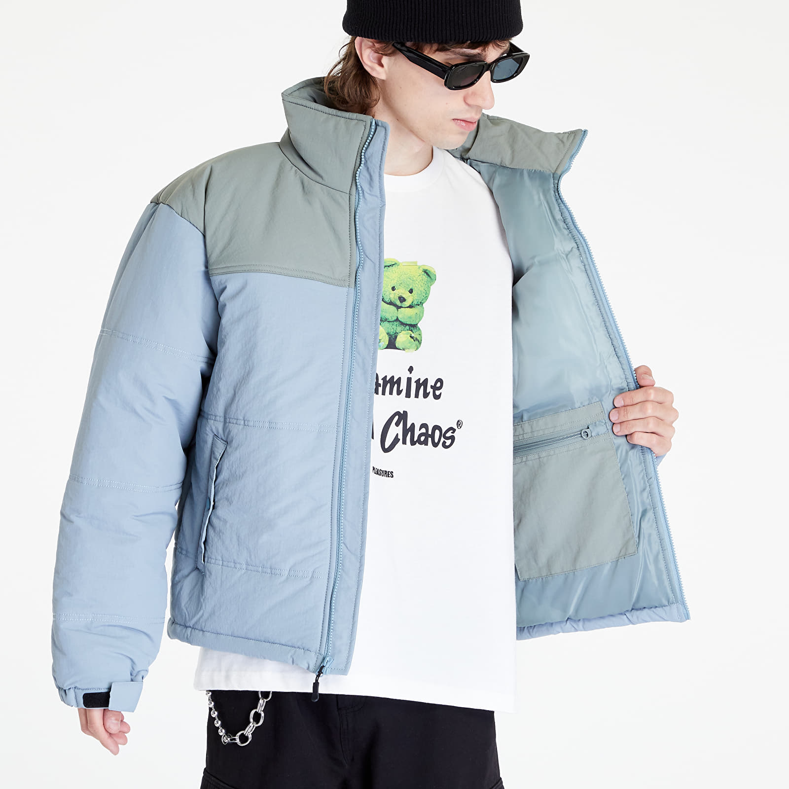 PLEASURES Kerosene Puffer Jacket Blue