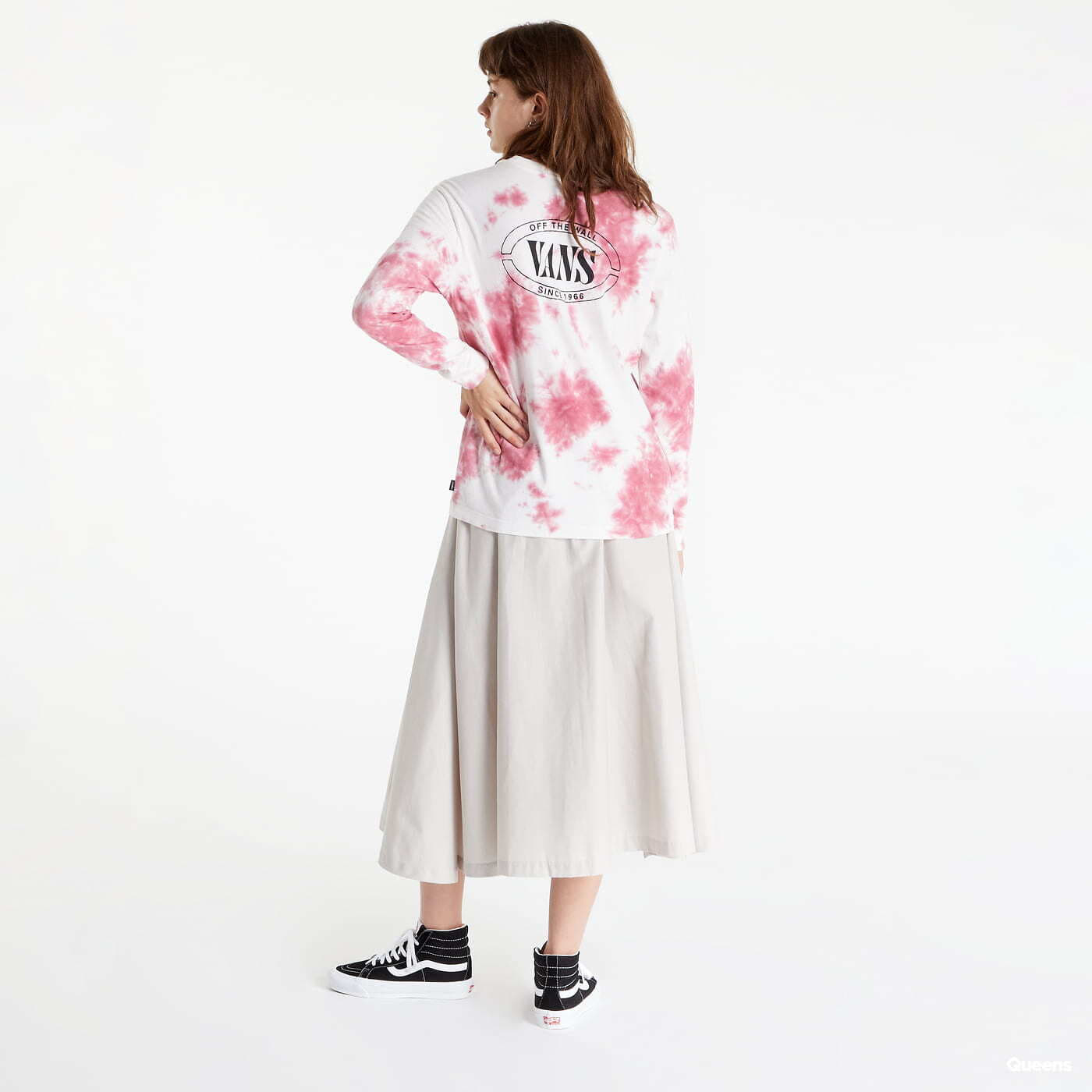 T Shirts Vans Oval Wash LS BFF Wine T Shirt Pink White Queens