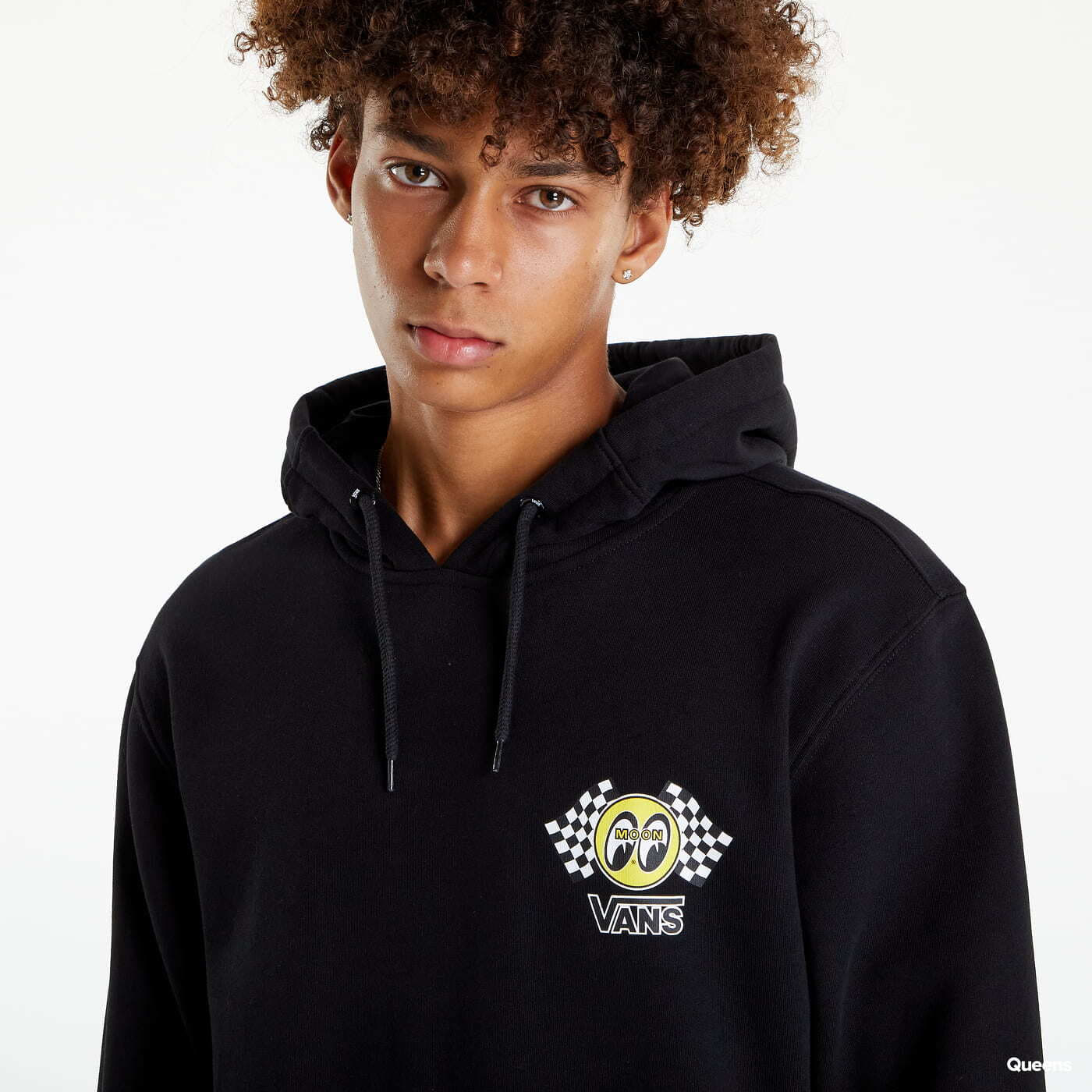 Vans rose checkered deals sleeve black hoodie