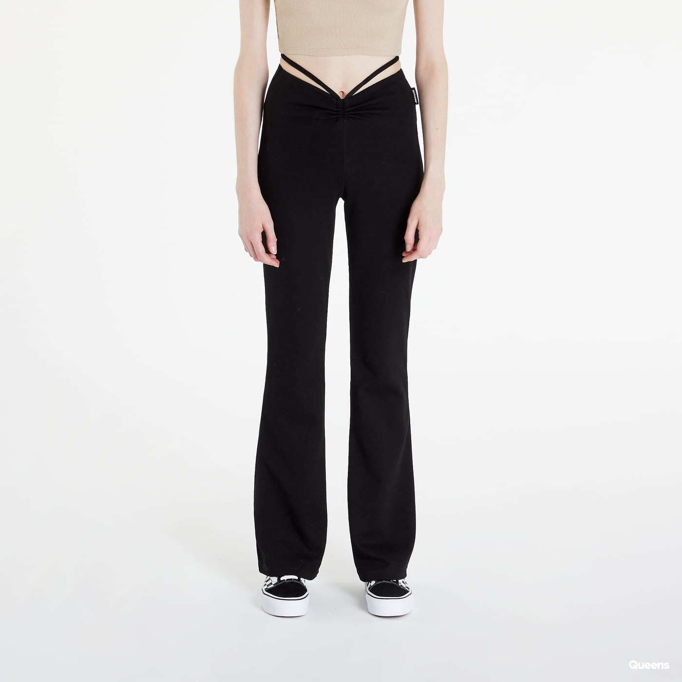 Trenerke Sixth June Drawstrings Ribbed Pants černé