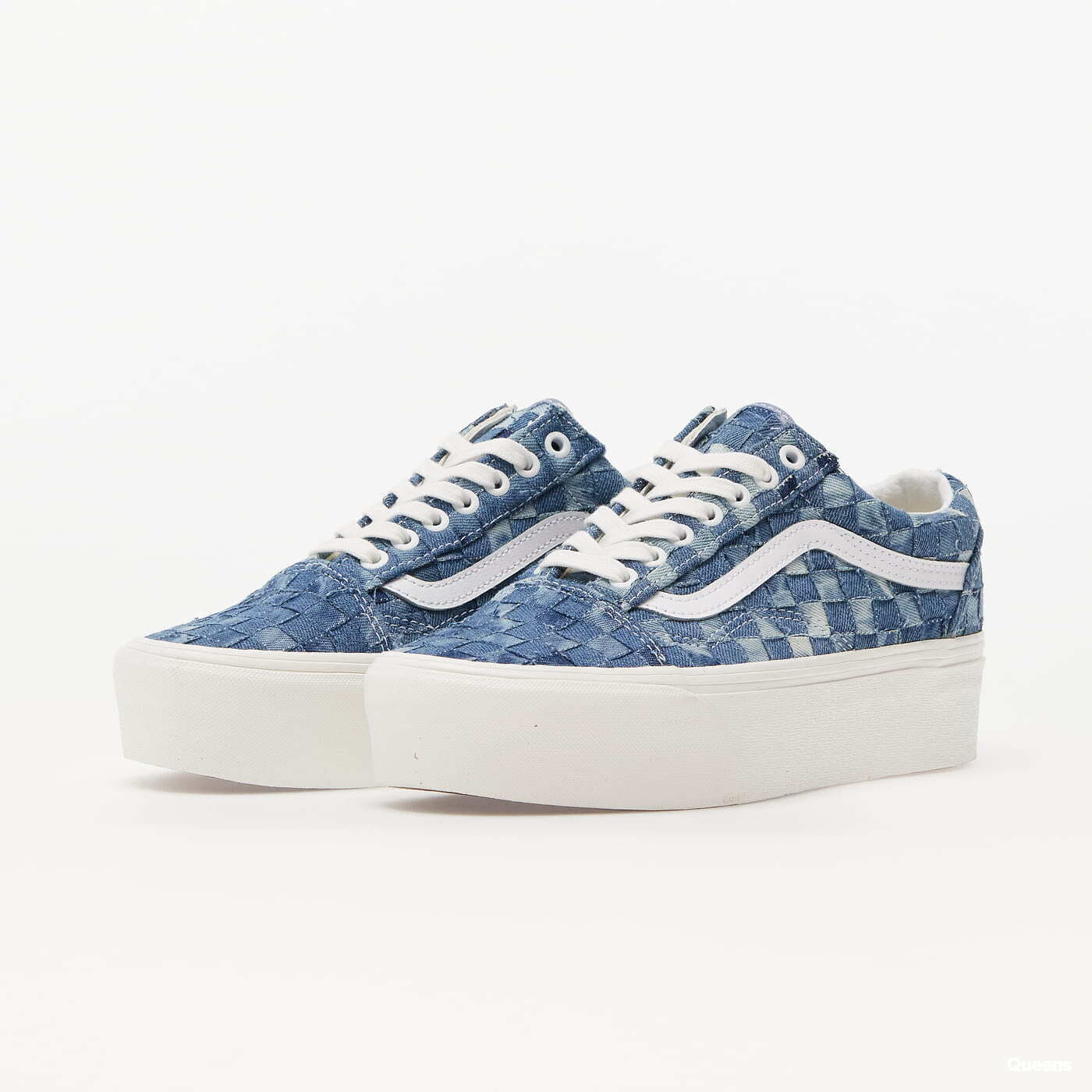 Sneakers und Schuhe fur Frauen Vans Old Skool Stackform Woven Demin Multi Queens