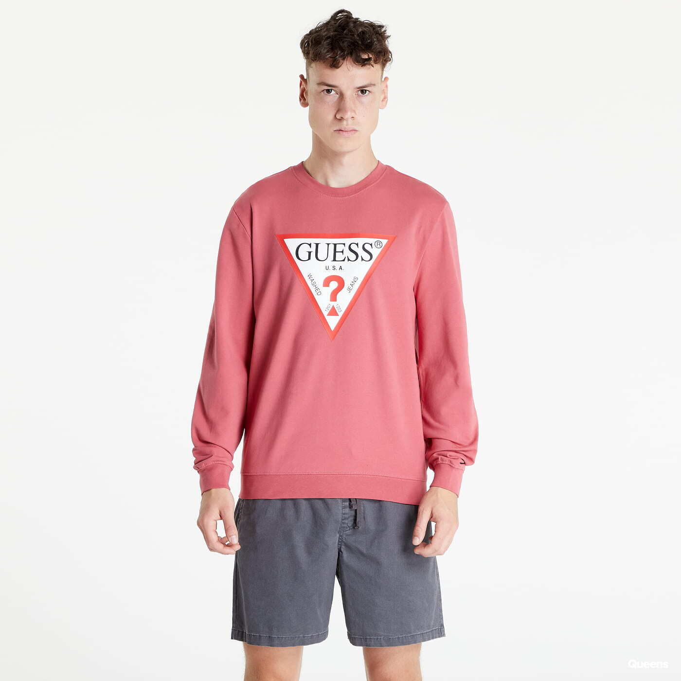 Mikiny GUESS Triangle logo Sweatshirt Pink