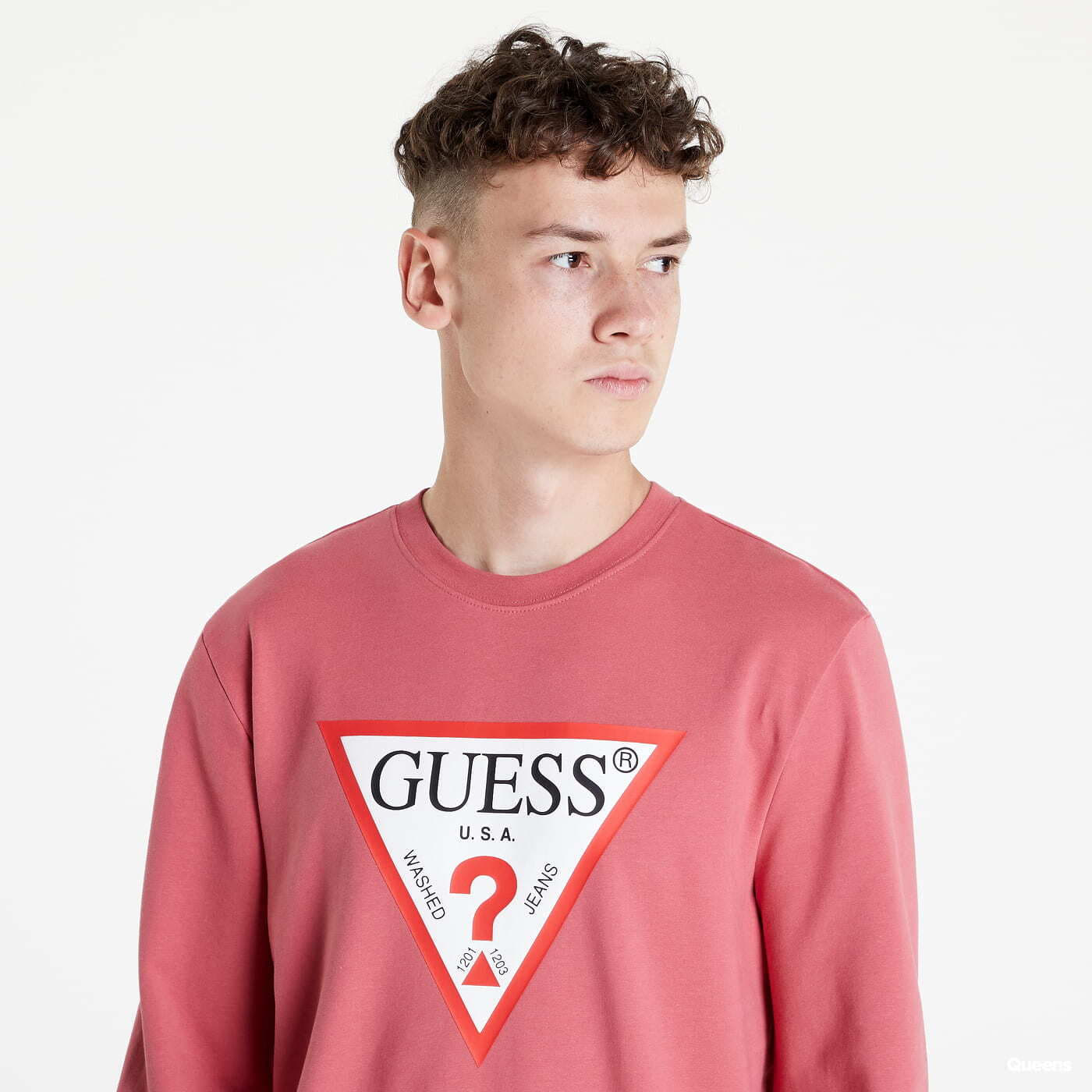 Pink best sale guess sweatshirt