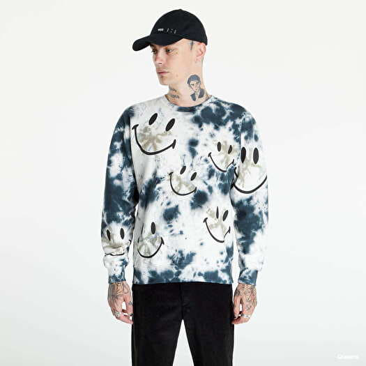 Sweatshirts Market Smiley Shibori Dye Crewneck Sweatshirt White Black Blue Queens