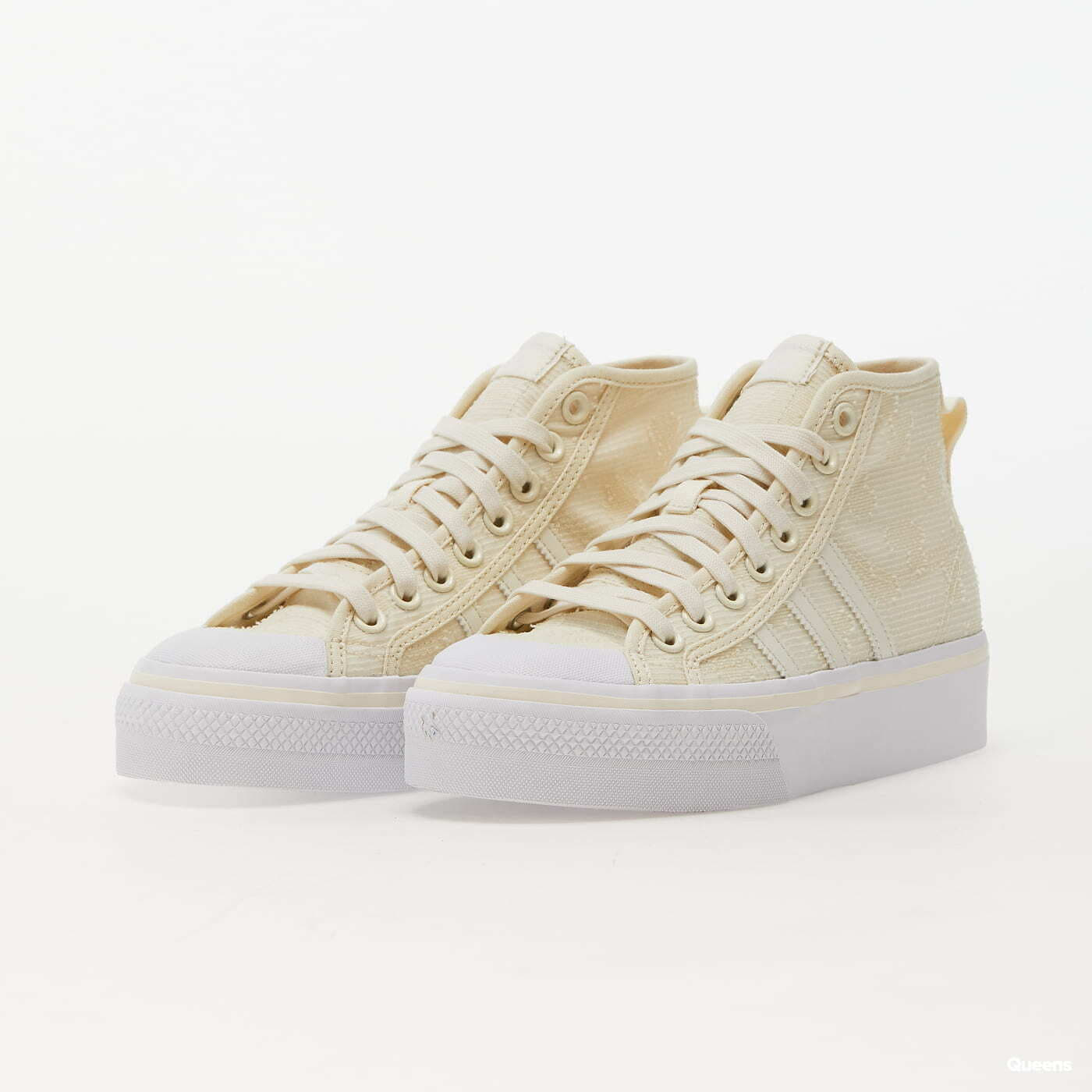Încălțăminte și sneakerși pentru femei adidas Originals Nizza Platform Mid W Cream White/ Cream White/ Cloud White