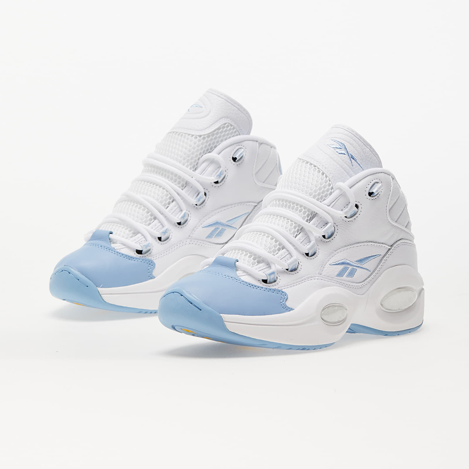 Men s sneakers and shoes Reebok Question Mid Soft White Flux Blue Toxic Yellow Queens