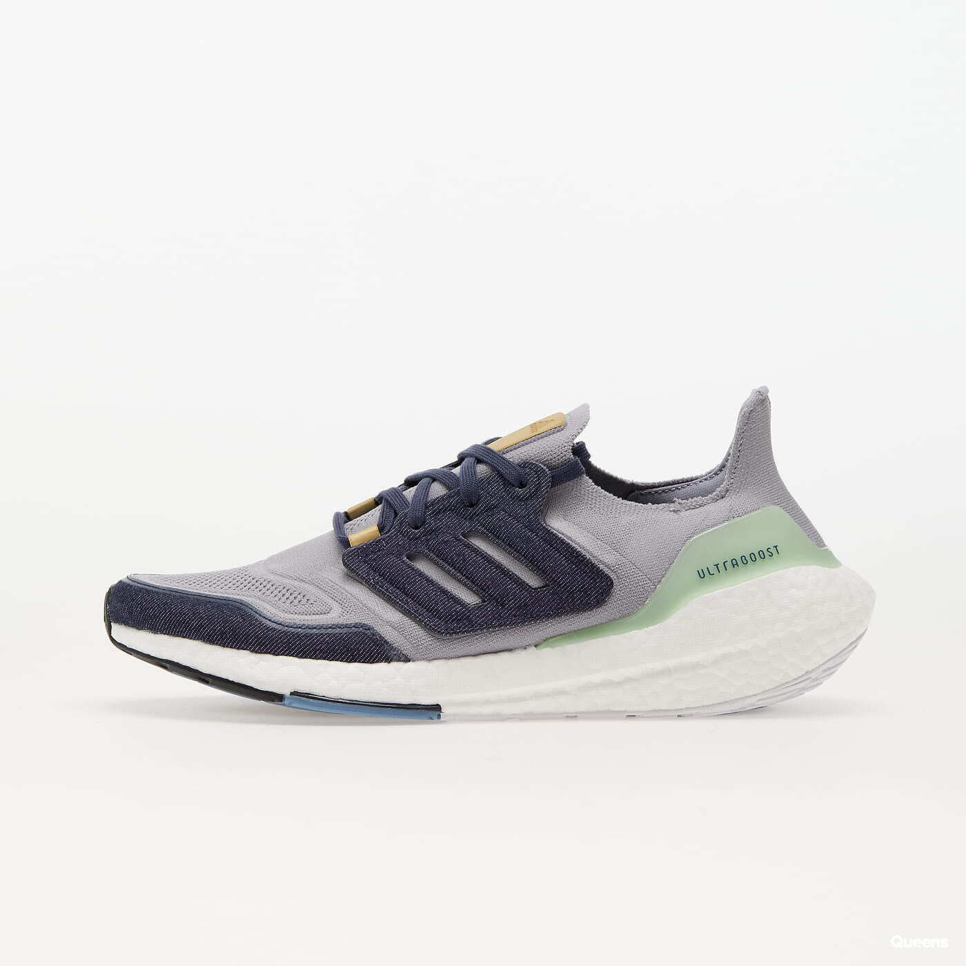 Pánske tenisky a obuv adidas Performance UltraBOOST 22 Halo Silver/ Shale Navy/ Linen Green