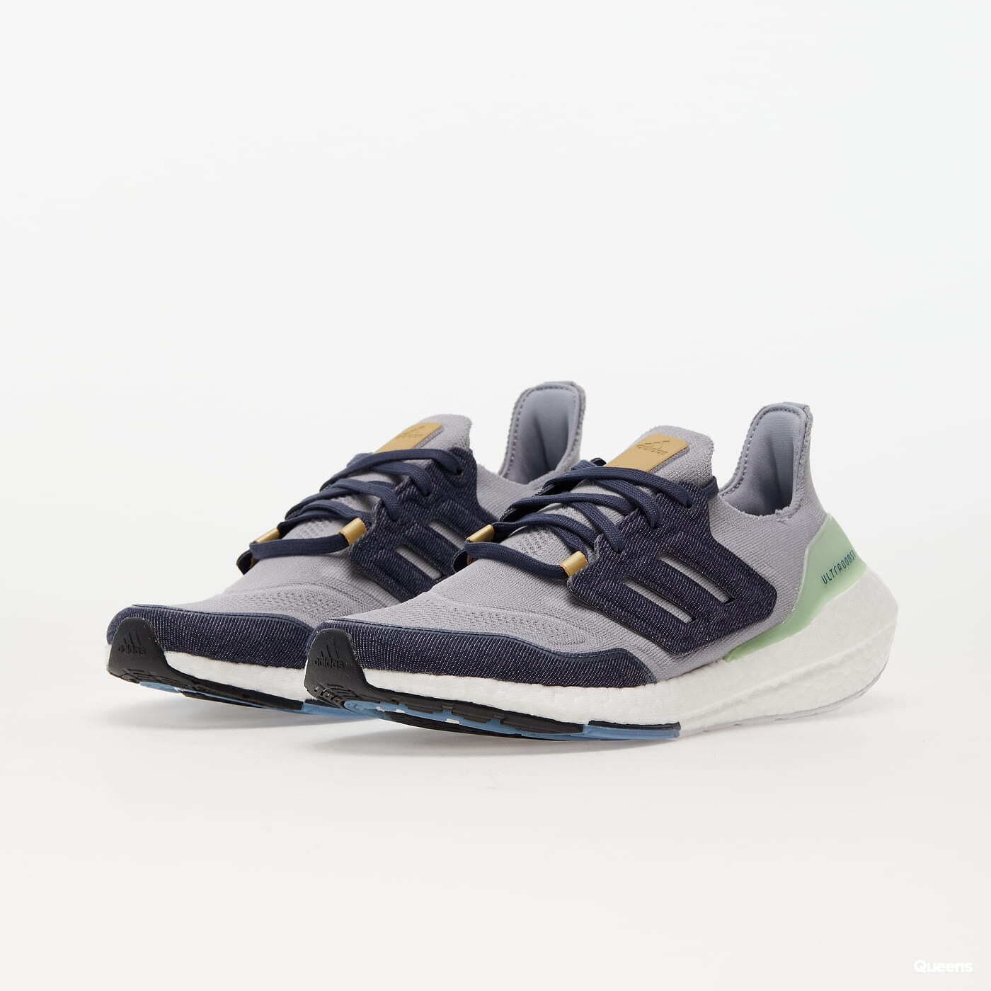 Pánske tenisky a obuv adidas Performance UltraBOOST 22 Halo Silver/ Shale Navy/ Linen Green