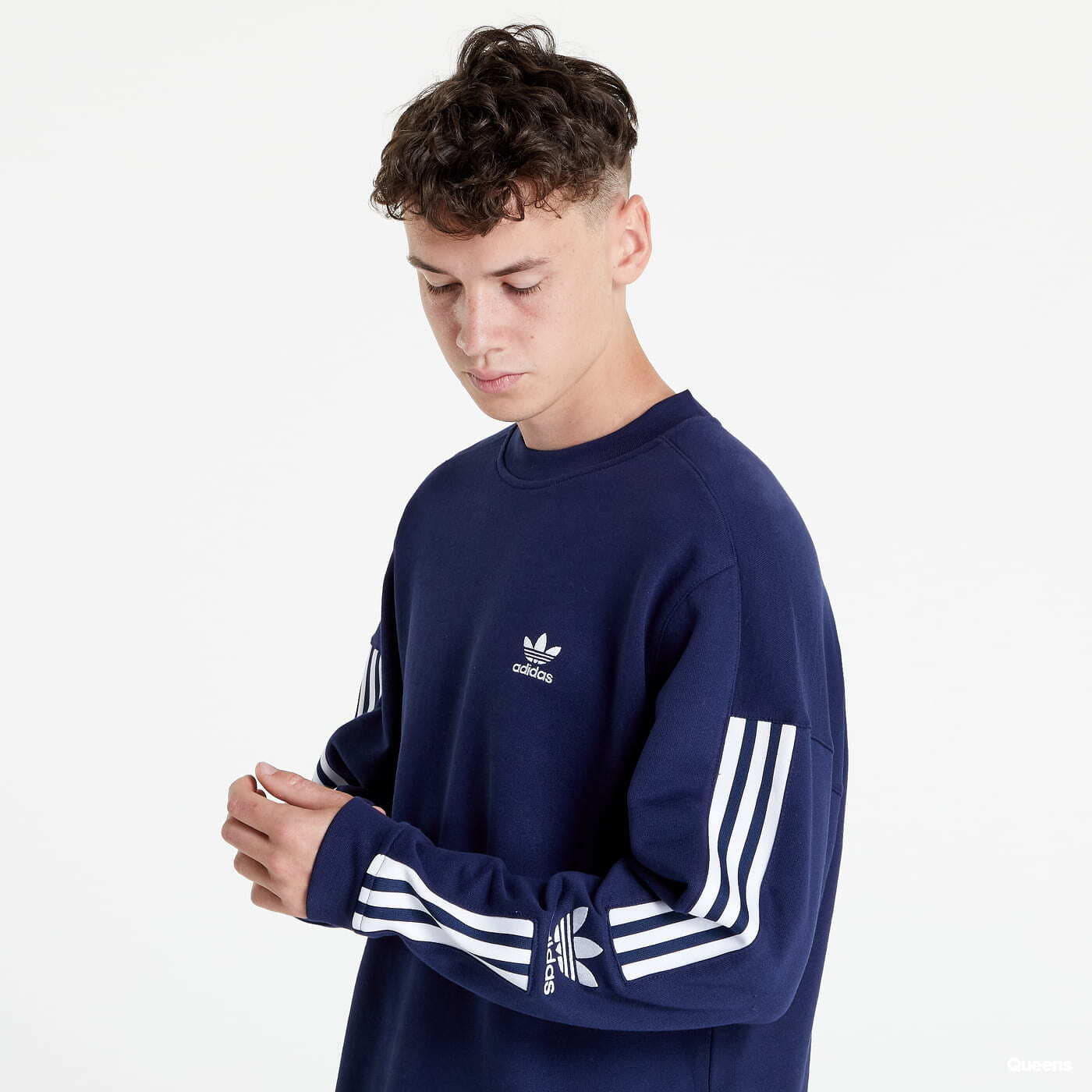 Blue adidas crew neck cheap