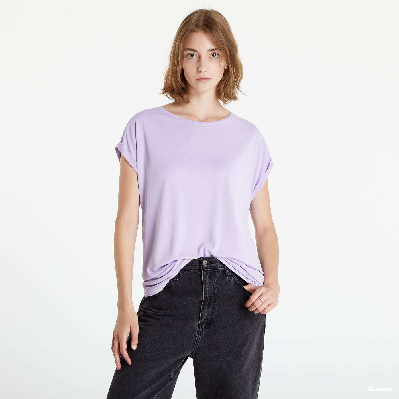 Trička Urban Classics Ladies Modal Extended Shoulder Tee Purple