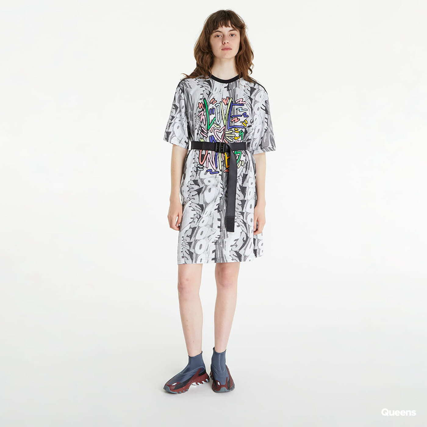  Jurken adidas Originals Love Unites Doodle Tee Dress Black / White