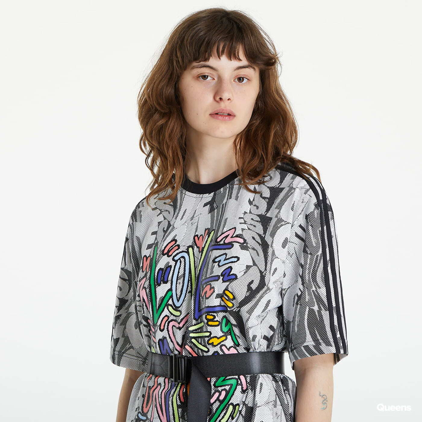 Jurken adidas Originals Love Unites Doodle Tee Dress Black / White