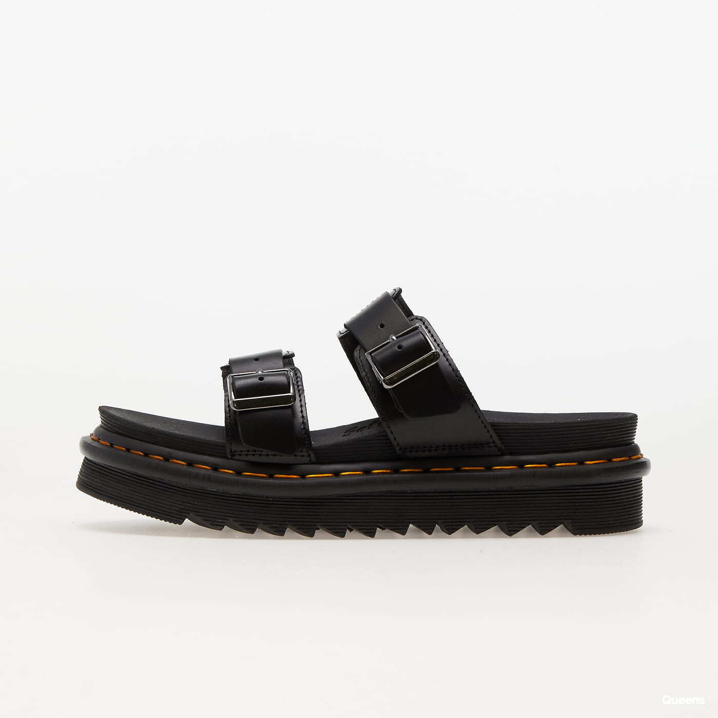 Damessneakers en -schoenen Dr. Martens Myles Brando Leather Buckle Slide Sandals Black