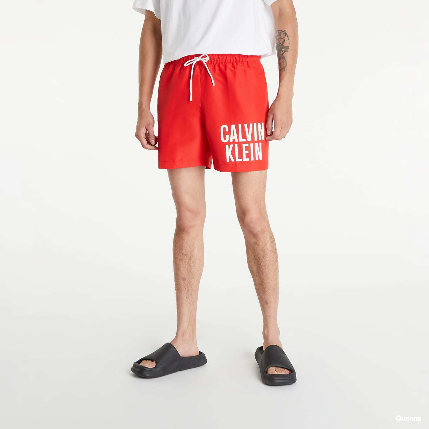 Plavky Calvin Klein Medium Drawstring Swim Shorts Intense Power Red