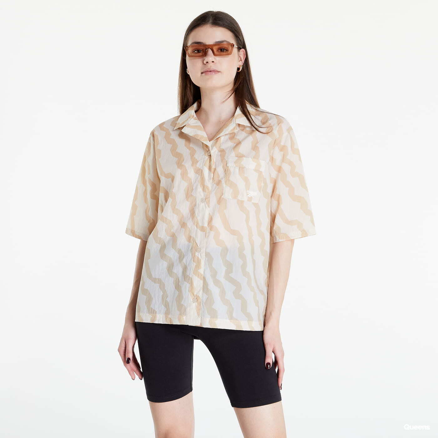 Tričká Reebok Classics Summer Waves Print Collared T-Shirt Beige