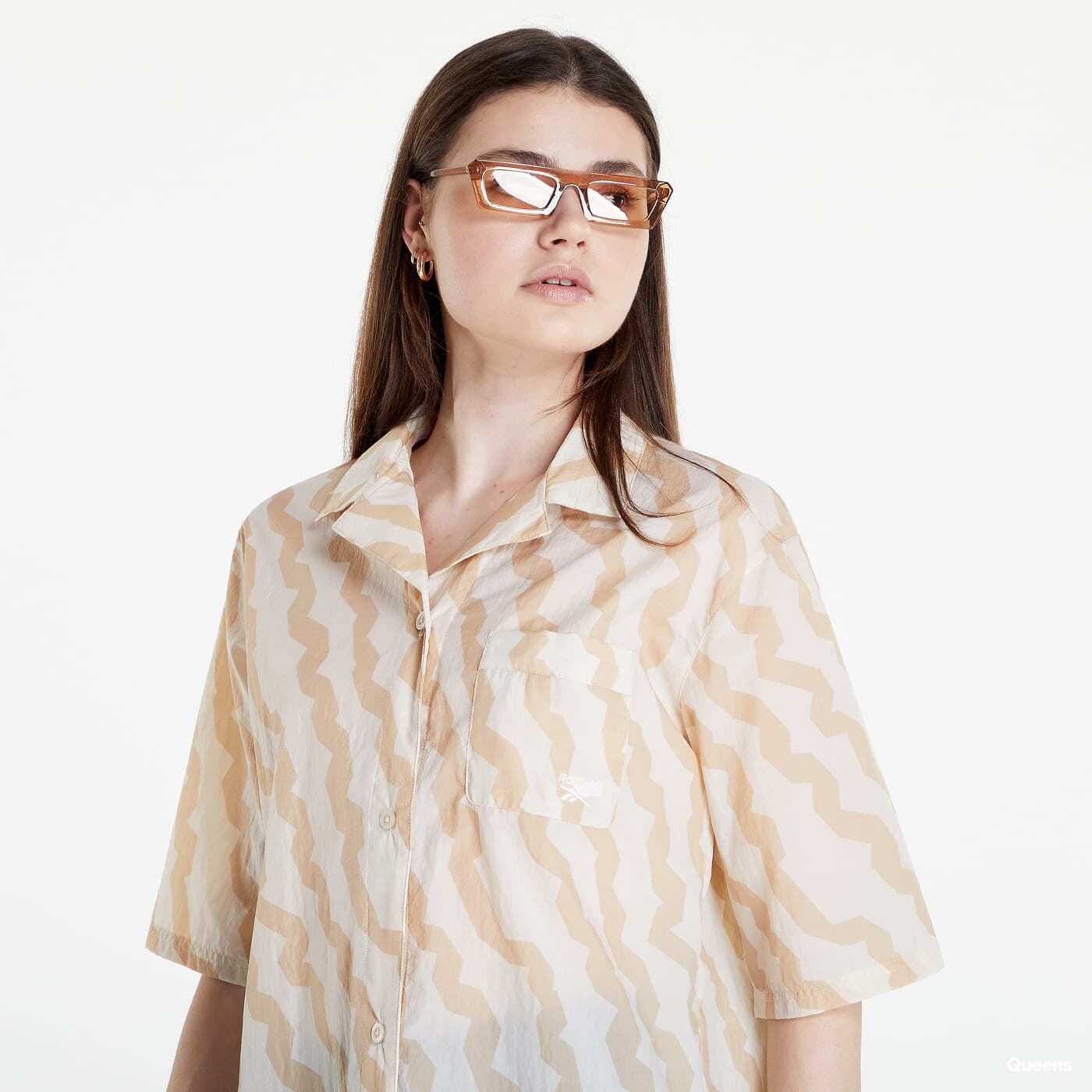 Magliette Reebok Classics Summer Waves Print Collared T-Shirt Beige