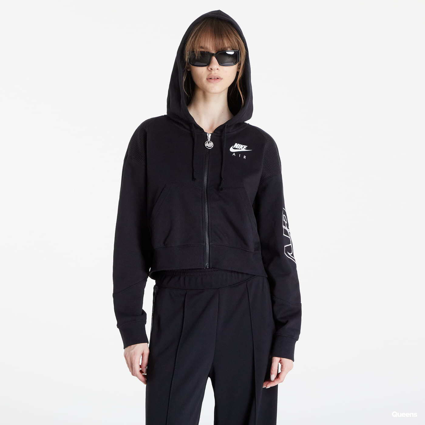Mikiny a svetry Nike NSW Air Full-Zip Fleece Hoodie Black/ Black/ White