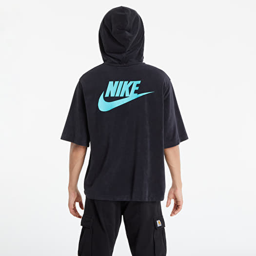 Black nike short sleeve hoodie sales