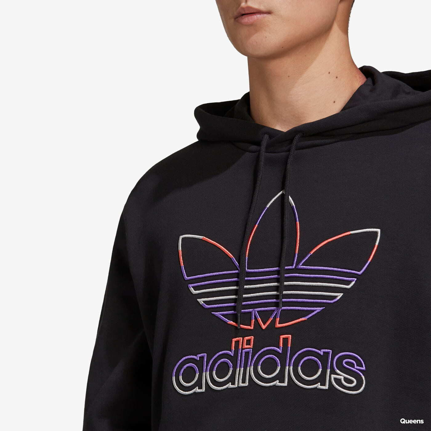 Adidas basketball flock sales trefoil black hoodie