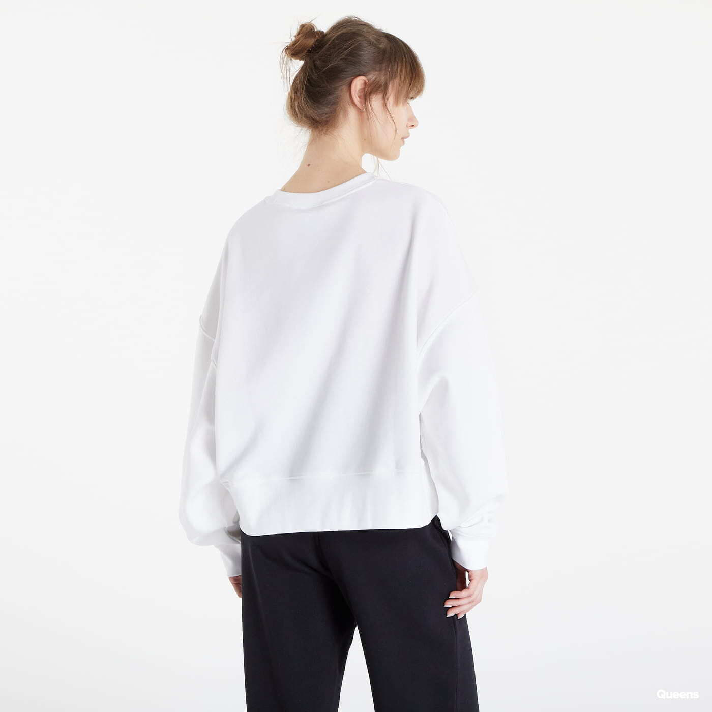 Mikiny Nike NSW Essential Clctn Fleece Oversized Crew White/ Black