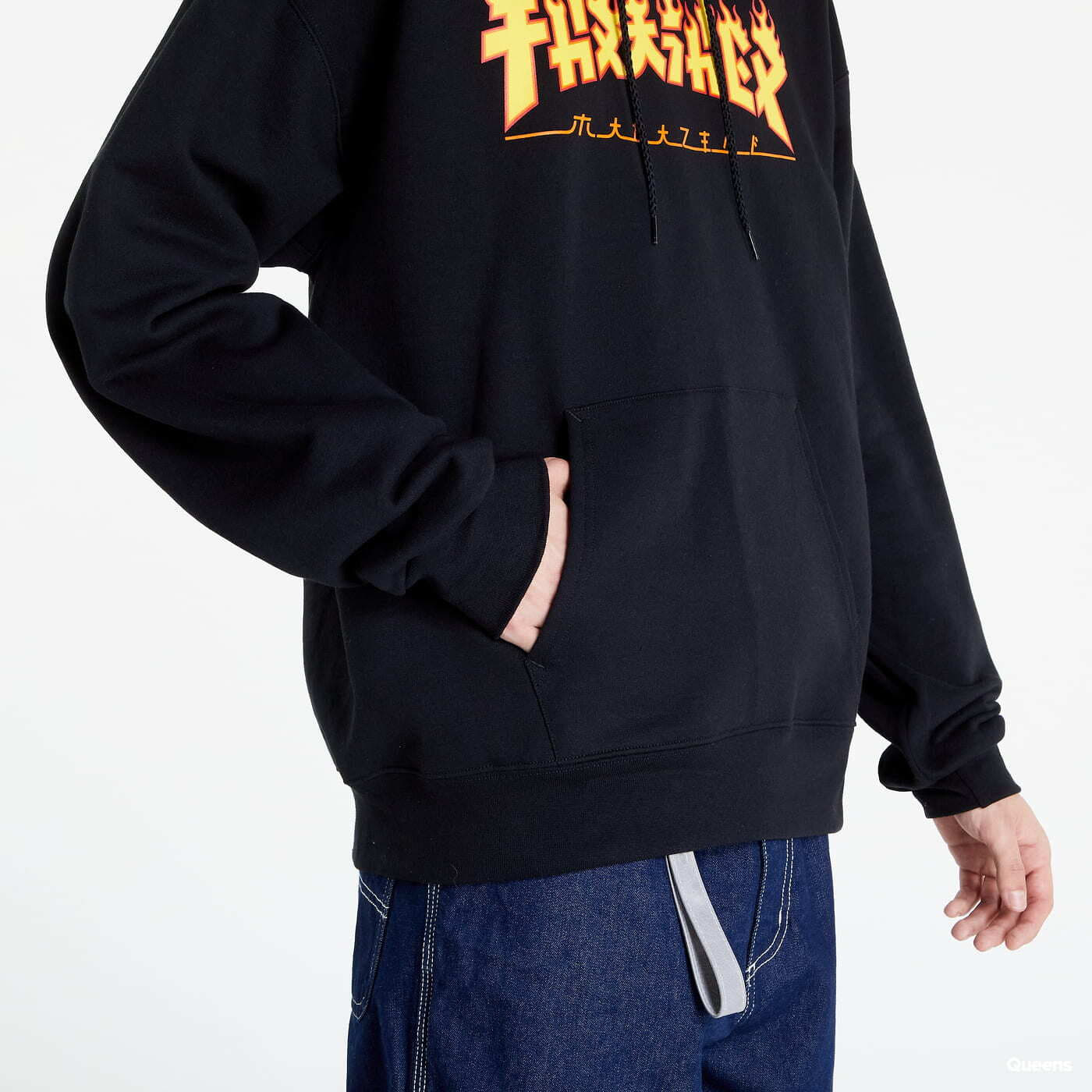Hoodies and sweatshirts Thrasher Godzilla Flame Hood Black Queens
