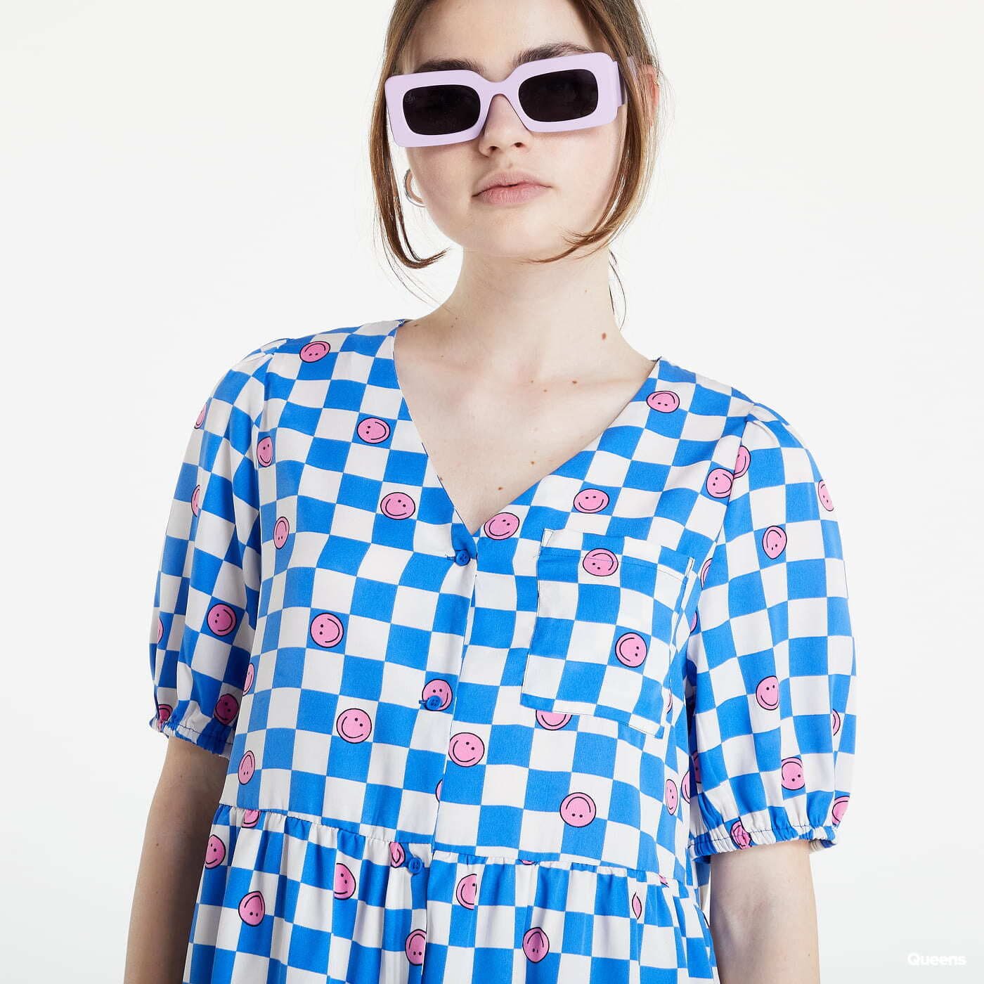 Šaty Noisy May S/S Shirt Smock Dress Blue/ White/ Pink