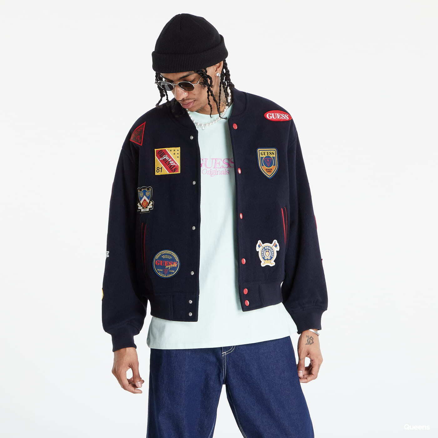 Jackets GUESS Patch Bomber Jacket Navy